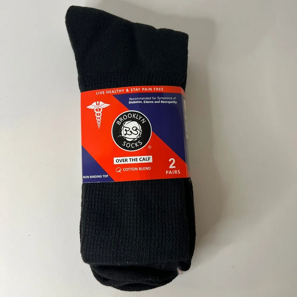 Mens Brooklyn‎ Diabetic Socks Over The Calf 2 Pair NIP #1 US Shoe Size 12 - 14